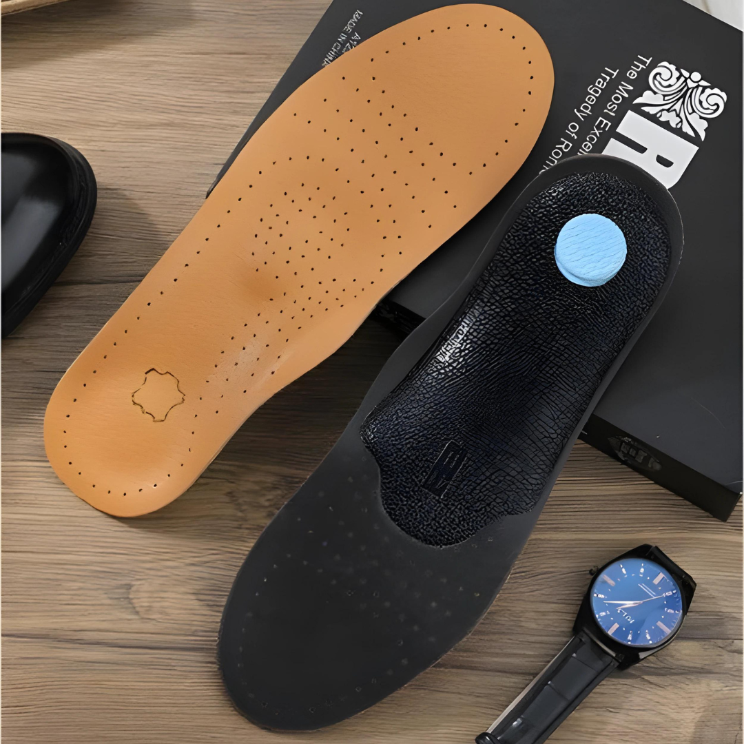 flat feet orthotic insole leather black